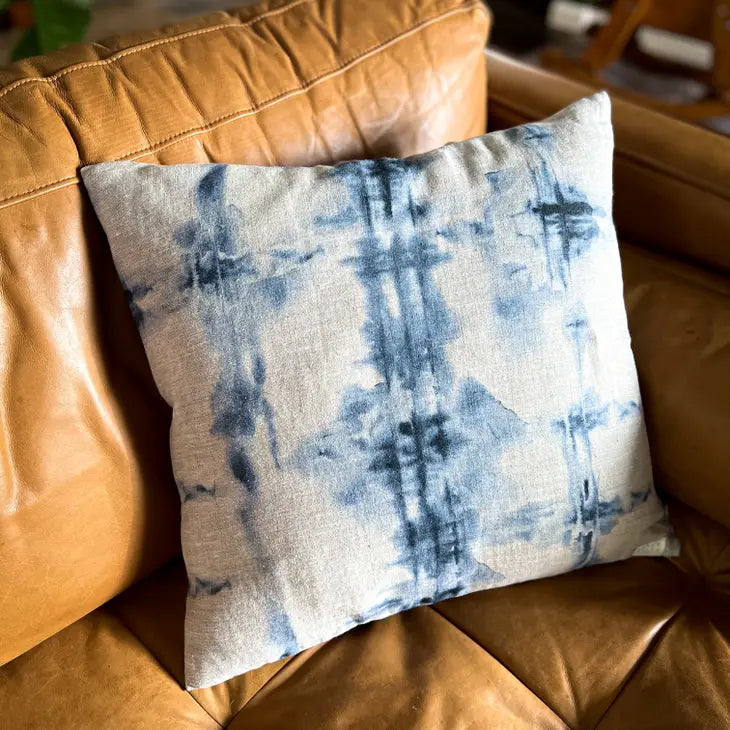 Tie Dye on Natural Linen Pillow Cover - 18"x18"
