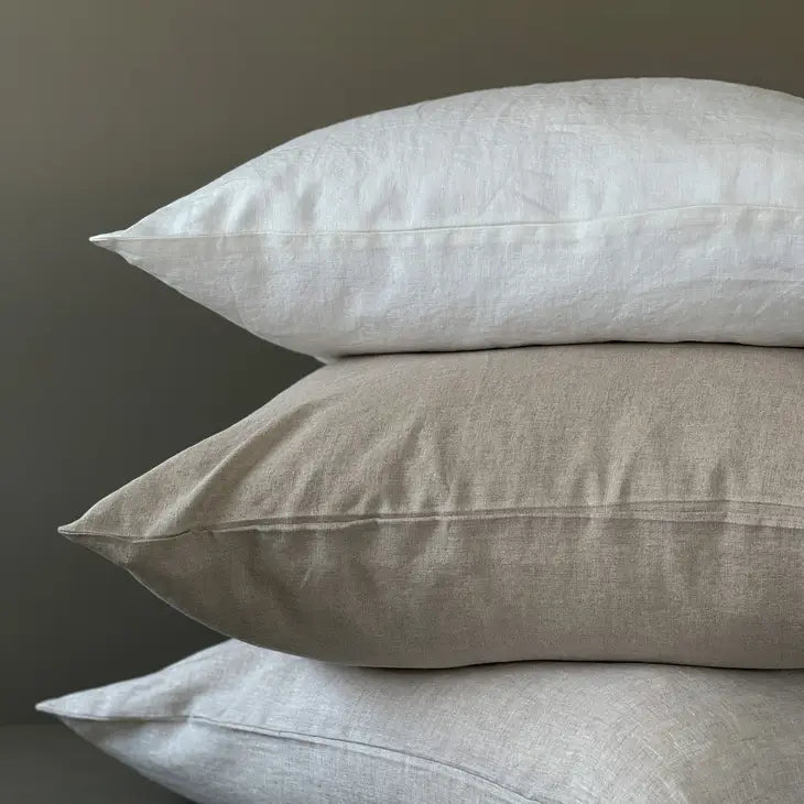 24" Solid Linen Pillow Cover - Natural