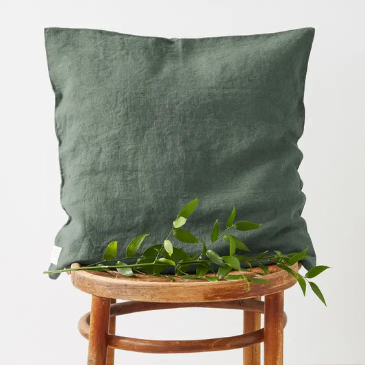 Forest Green Linen Pillow Cover - 18"x18"